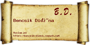 Bencsik Diána névjegykártya